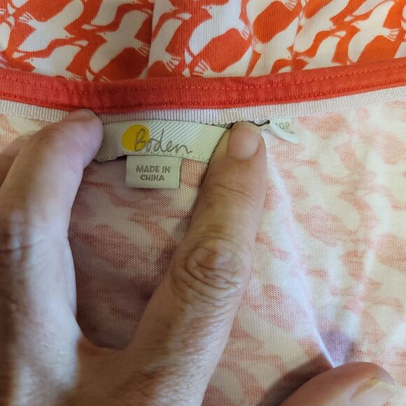 Boden Margot Bird Print Scoop Neck Jersey Stretch Dress Womens Size 6P - Picture 9 of 13